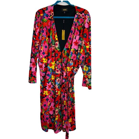 NWT Alexia Admor Amelia Wrap Dress Bright Floral Long Sleeve Womens Size 3X - Picture 1 of 10